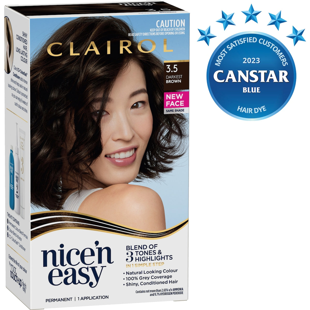 Clairol Nice N Easy Permanent 3.5 Darkest Brown Hair Colour Each
