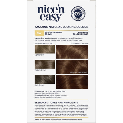 Clairol Nice 'N Easy Permanent 5W Caramel Brown Hair Colour each