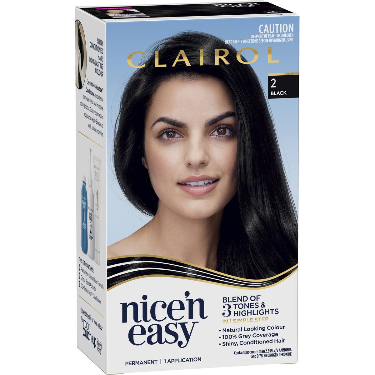 Clairol Nice 'N Easy Permanent 2 Black Hair Colour Each