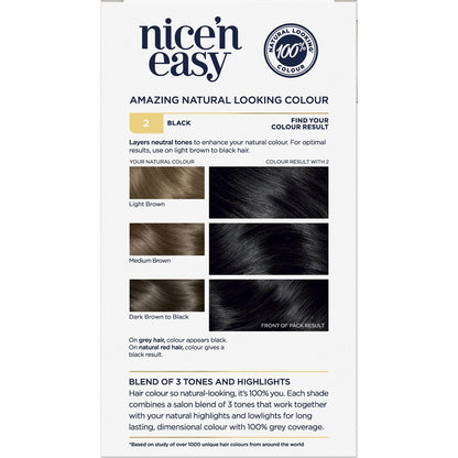 Clairol Nice 'N Easy Permanent 2 Black Hair Colour each