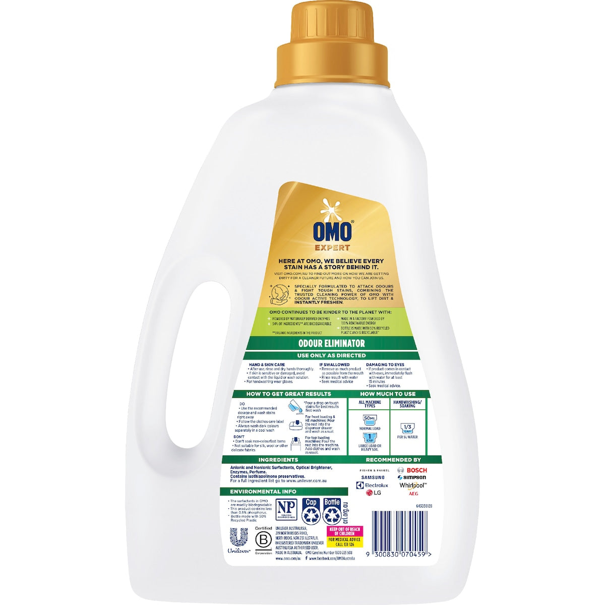 Omo Expert Odour Eliminator Liquid Laundry Detergent 2l