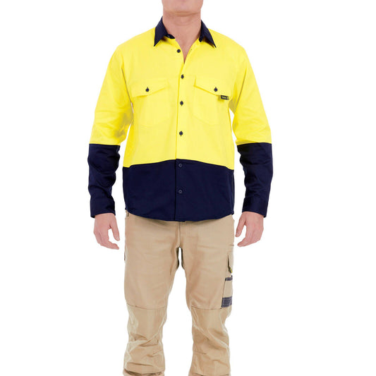 Tradie Core Hi Vis Yellow Long Sleeve Reflective Shirt - X-Large