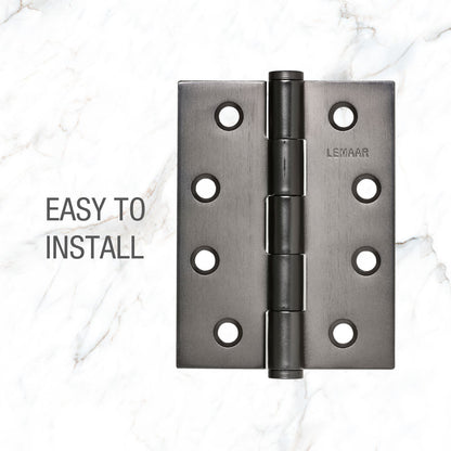 Lemaar Gun Metal Grey Hinge - 100mm x 75mm x 2.5mm - Fixed Pin