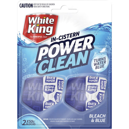White King Power Clean In Cistern Bleach & Blue 50g X 2 Pack