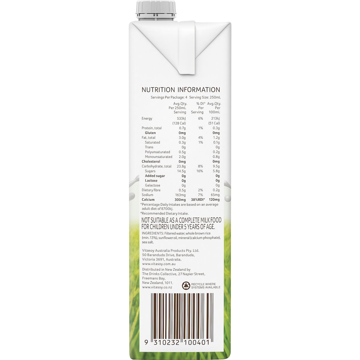 Vitasoy Rice Milk 1l