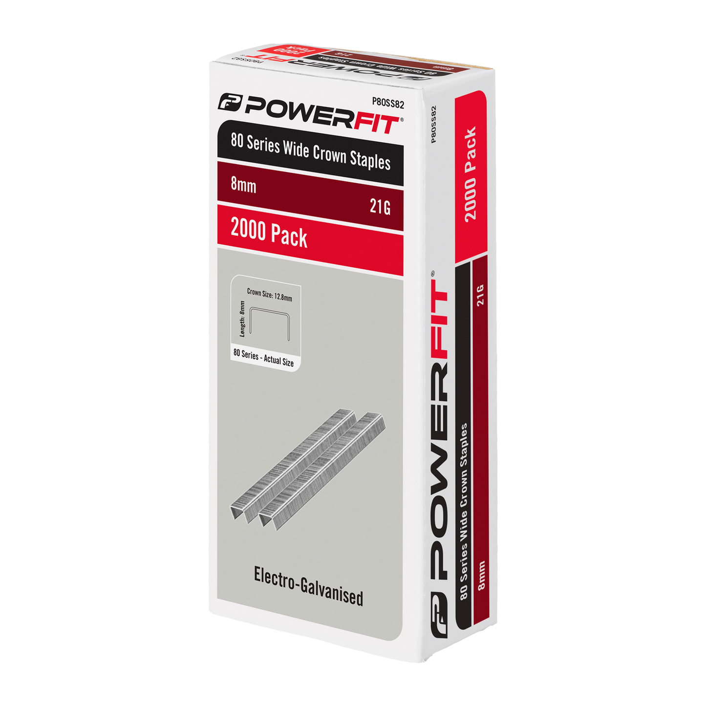 Powerfit Wide Crown Staples - 8mm - 2000 Pack