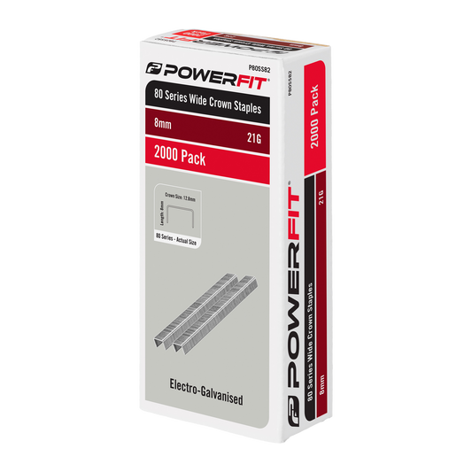 Powerfit Wide Crown Staples - 8mm - 2000 Pack