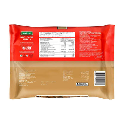 San Remo Wholemeal Pasta Spirals - 500g