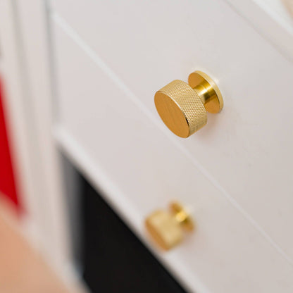 Taskmaster Knurled Cabinet Knobs - 32mm - Brushed Brass - 4 Pack