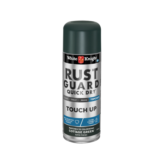 White Knight Rust Guard Quick Dry Touch Up Spray Paint - Cottage Green Satin Finish 300g