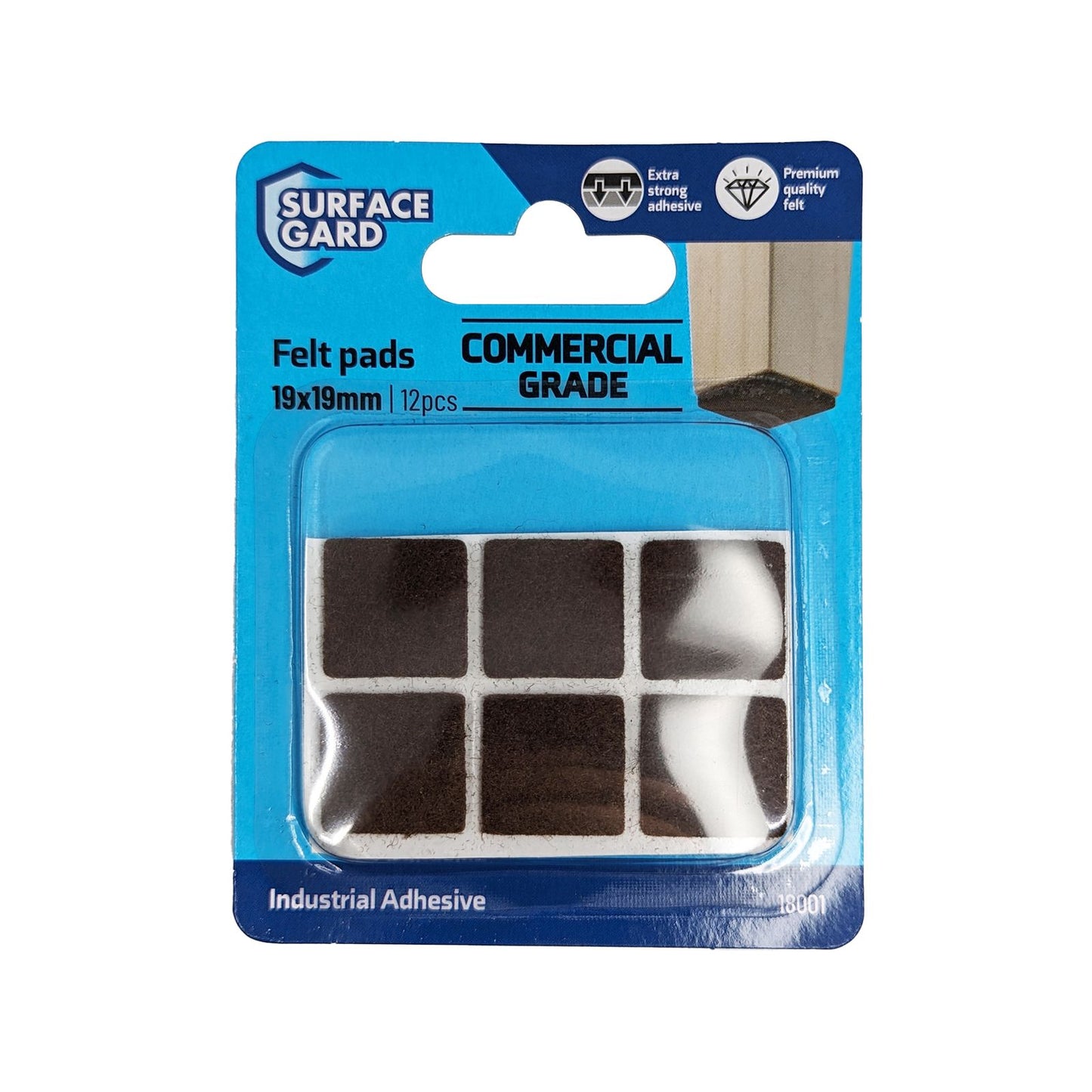 Surface Gard Brown Square Felt Floor Protection - 19mm - 12 Pack