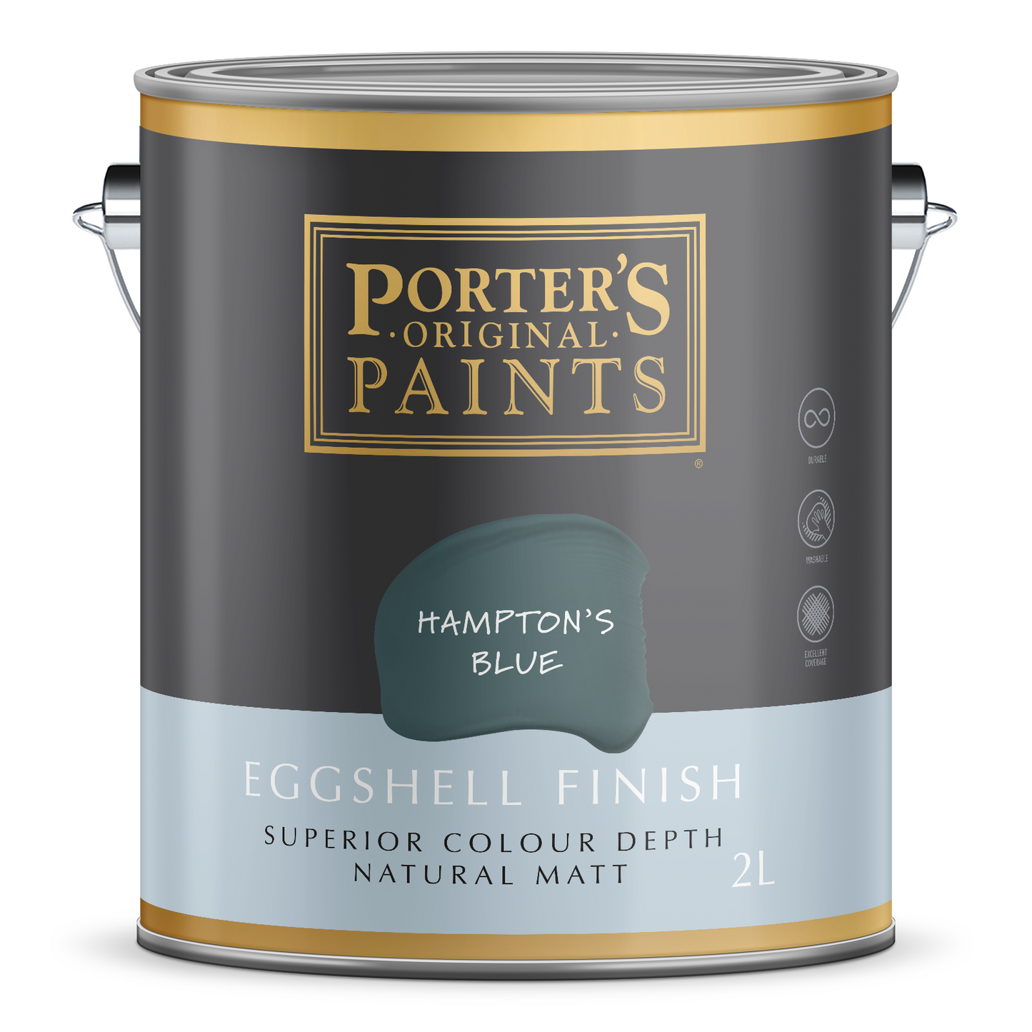 Porters Hamptons Blue Eggshell Finish Washable Paint - 2L