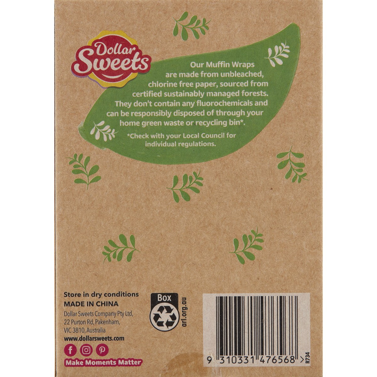 Dollar Sweets Unbleached Muffin Wraps 36 Pack