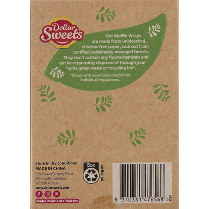 Dollar Sweets Unbleached Muffin Wraps 36 Pack