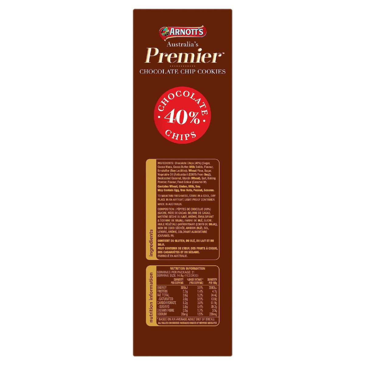 Arnott's Premier Chocolate Chip Cookies 310g