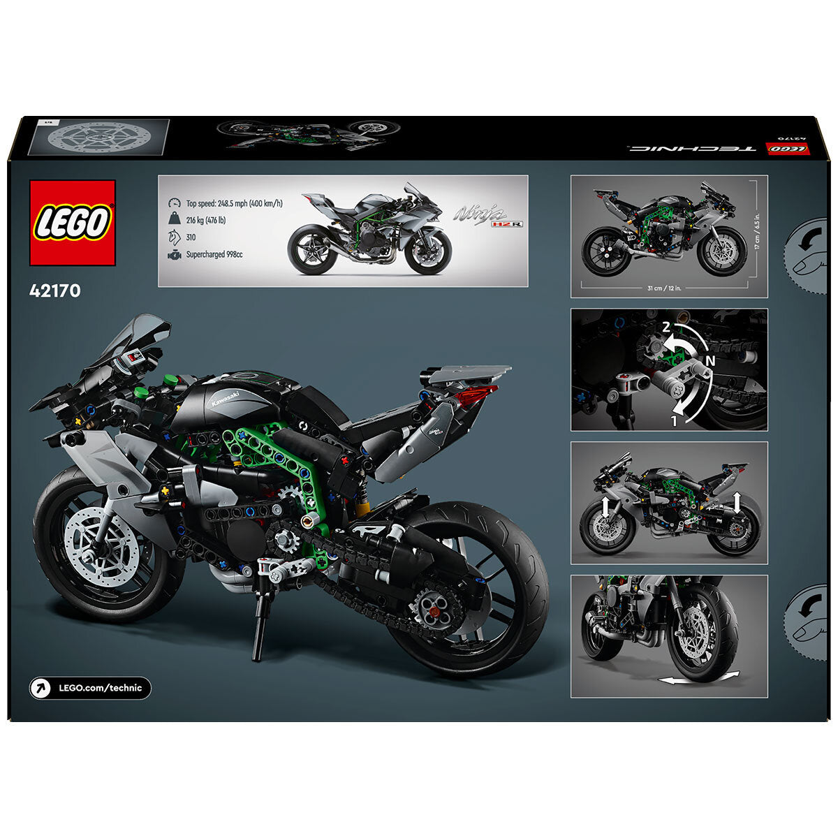 LEGO Technic Kawasaki Ninja H2R Motorcycle 42170 1:8 Scale Model Kit