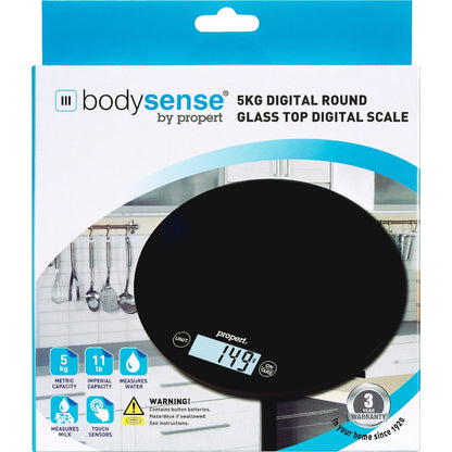 Propert 5kg Round Glass Top Digital Scale Assorted Each