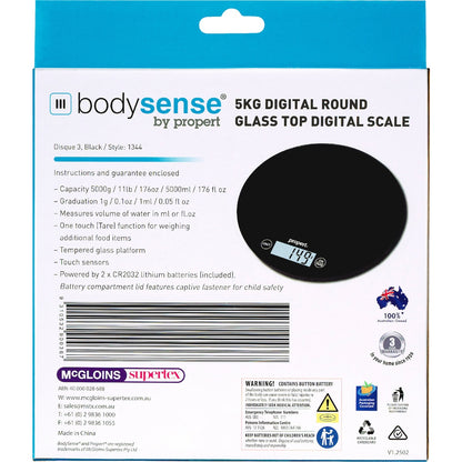Propert 5kg Round Glass Top Digital Scale Assorted Each