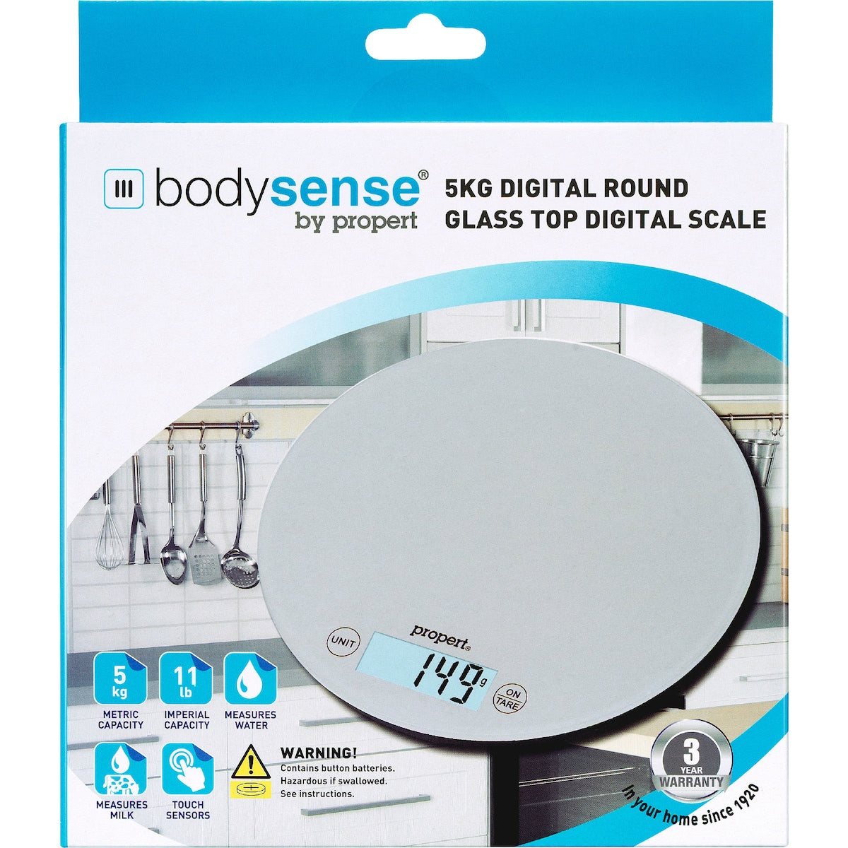 Propert 5kg Round Glass Top Digital Scale Assorted Each