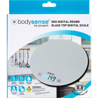 Propert 5kg Round Glass Top Digital Scale Assorted Each