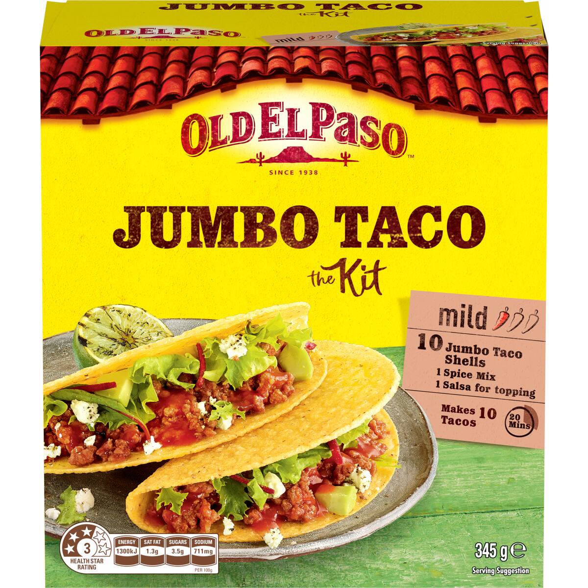 Old El Paso Jumbo Taco Kit 345g