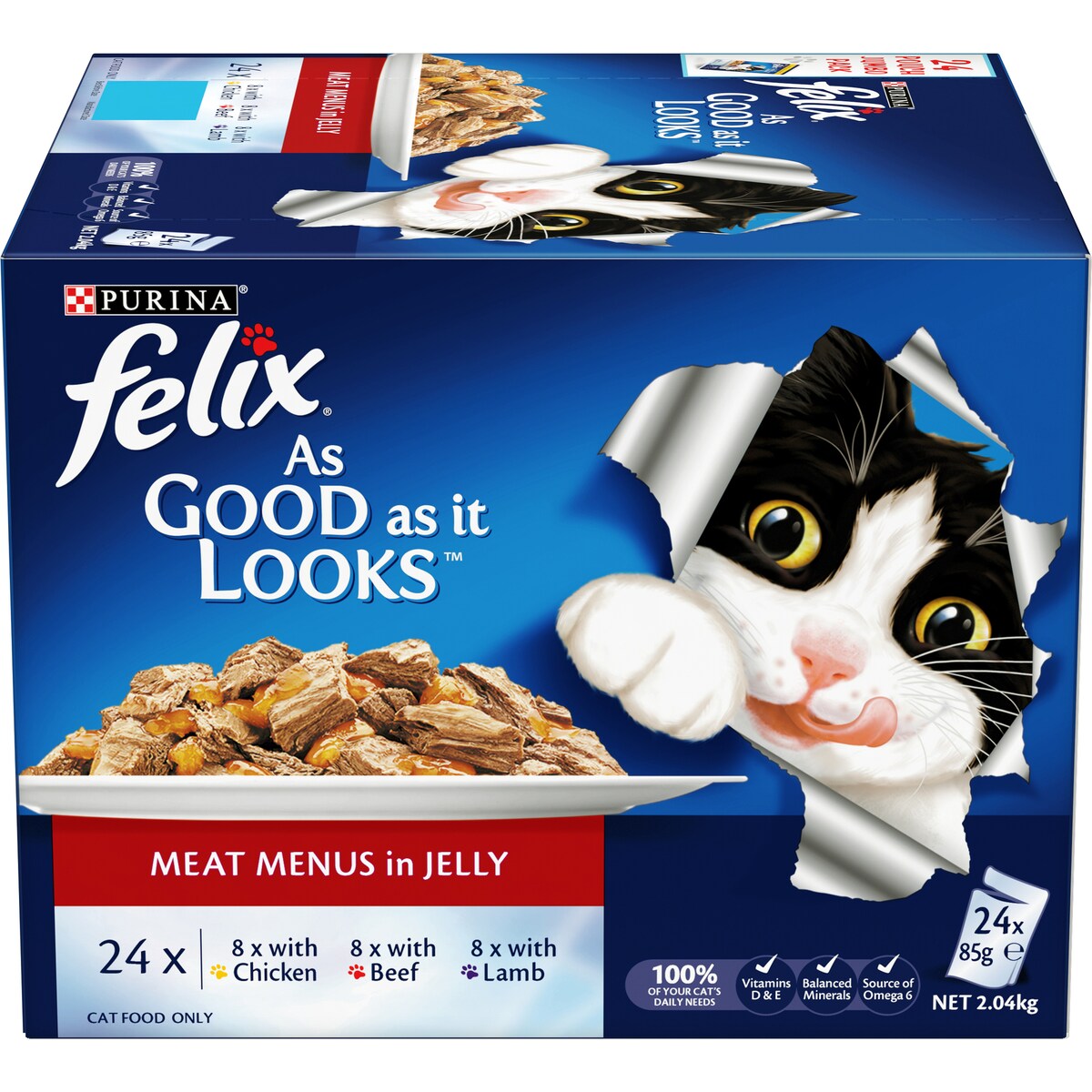 Felix Meat Menus In Jelly Cat Food Chicken, Beef & Lamb 24 Pack