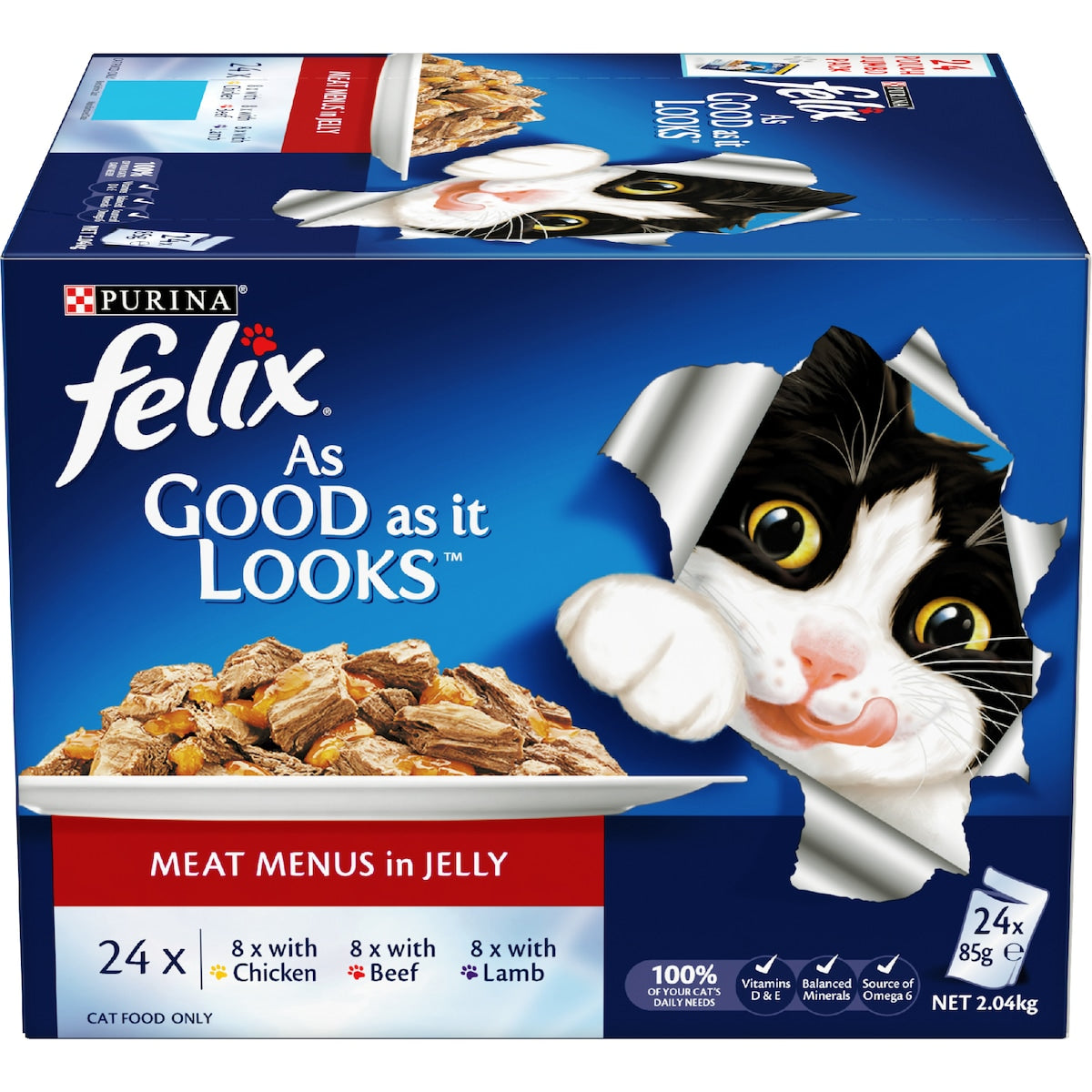 Felix Meat Menus In Jelly Wet Cat Food 85g X 24 Pack