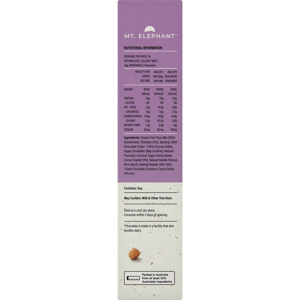 Mt Elephant Choc Chunk Wholefood Brownie Mix 350g