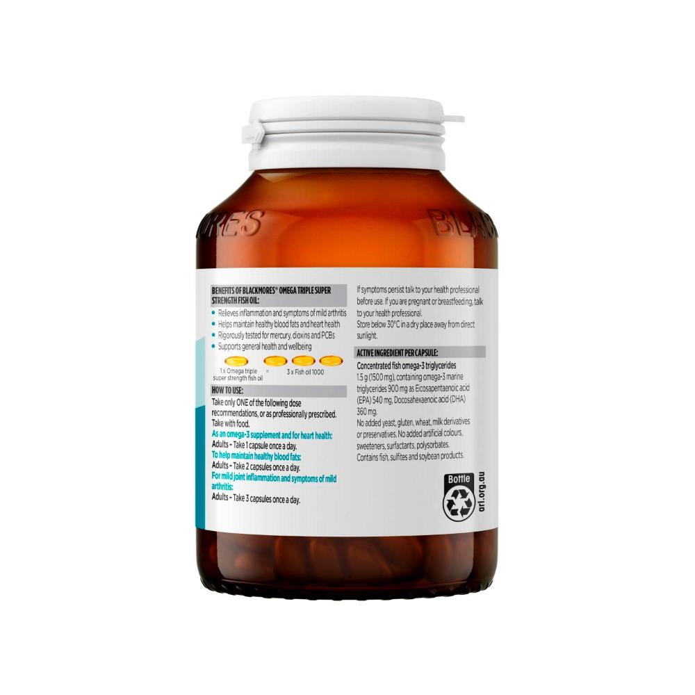 Blackmores Omega Triple Concentrated Fish Oil Capsules - 60 pack