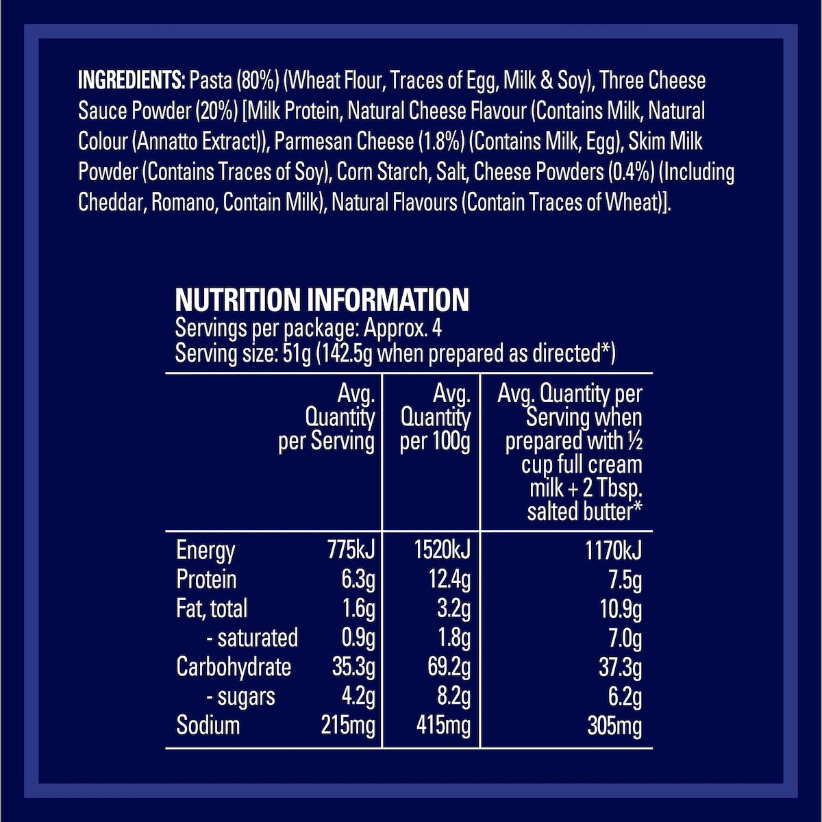 Kraft Mac & Cheese Dinner Three Cheese 205g
