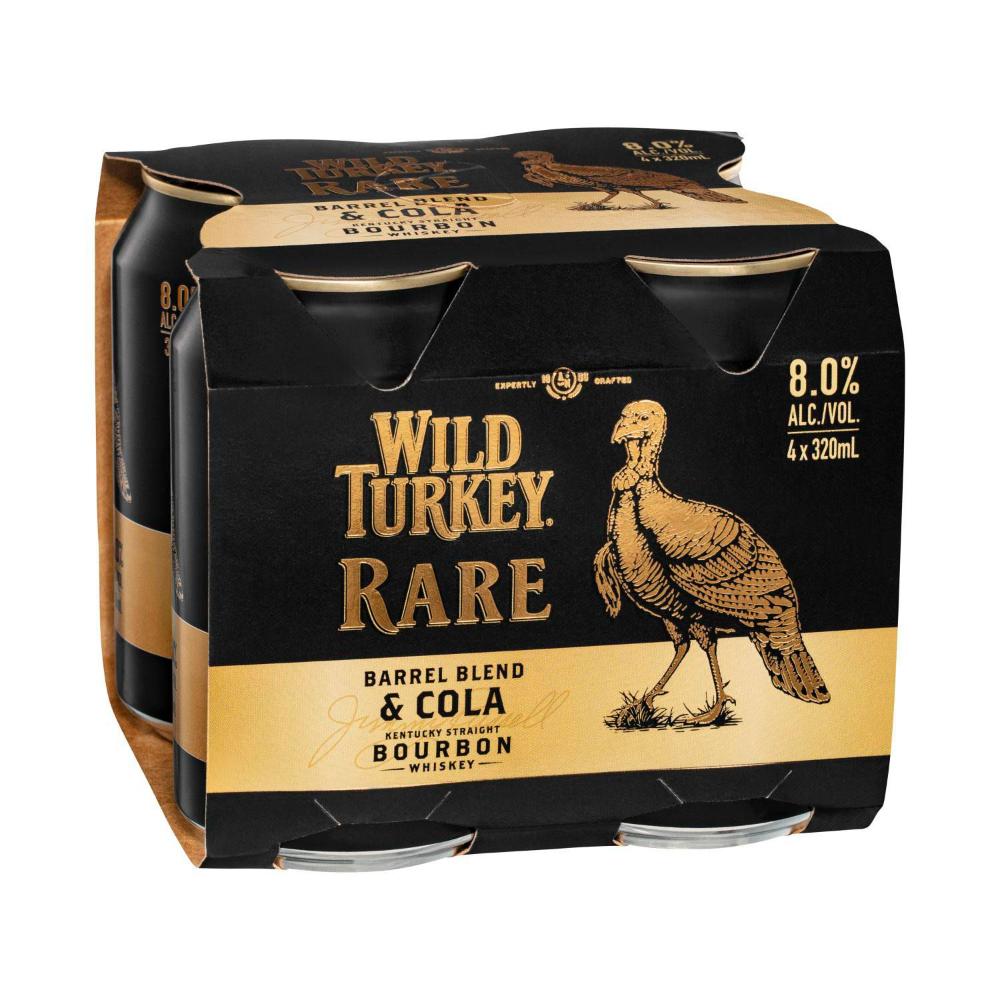 Wild Turkey Rare & Cola Can 8% 320ml - 4 Pack