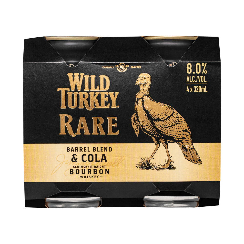 Wild Turkey Rare & Cola Can 8% 320ml - 4 Pack