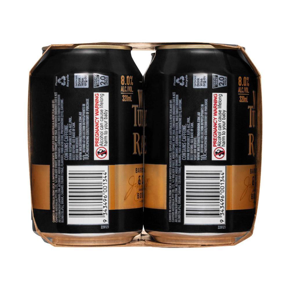Wild Turkey Rare & Cola Can 8% 320ml - 4 Pack
