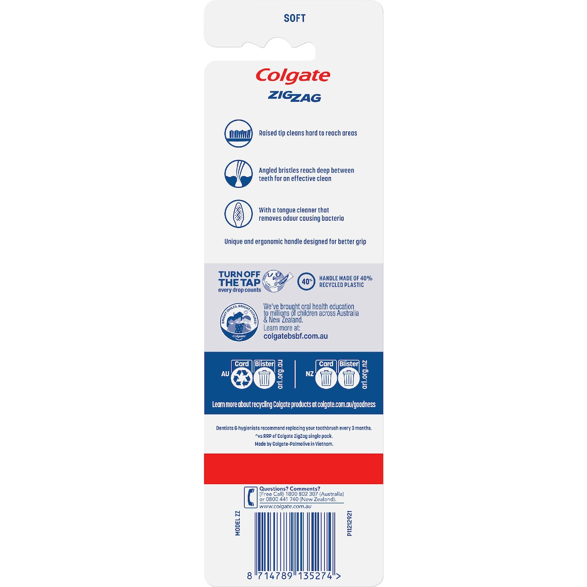 Colgate Toothbrush Zig Zag Soft Daily Clean Value 3 Pack