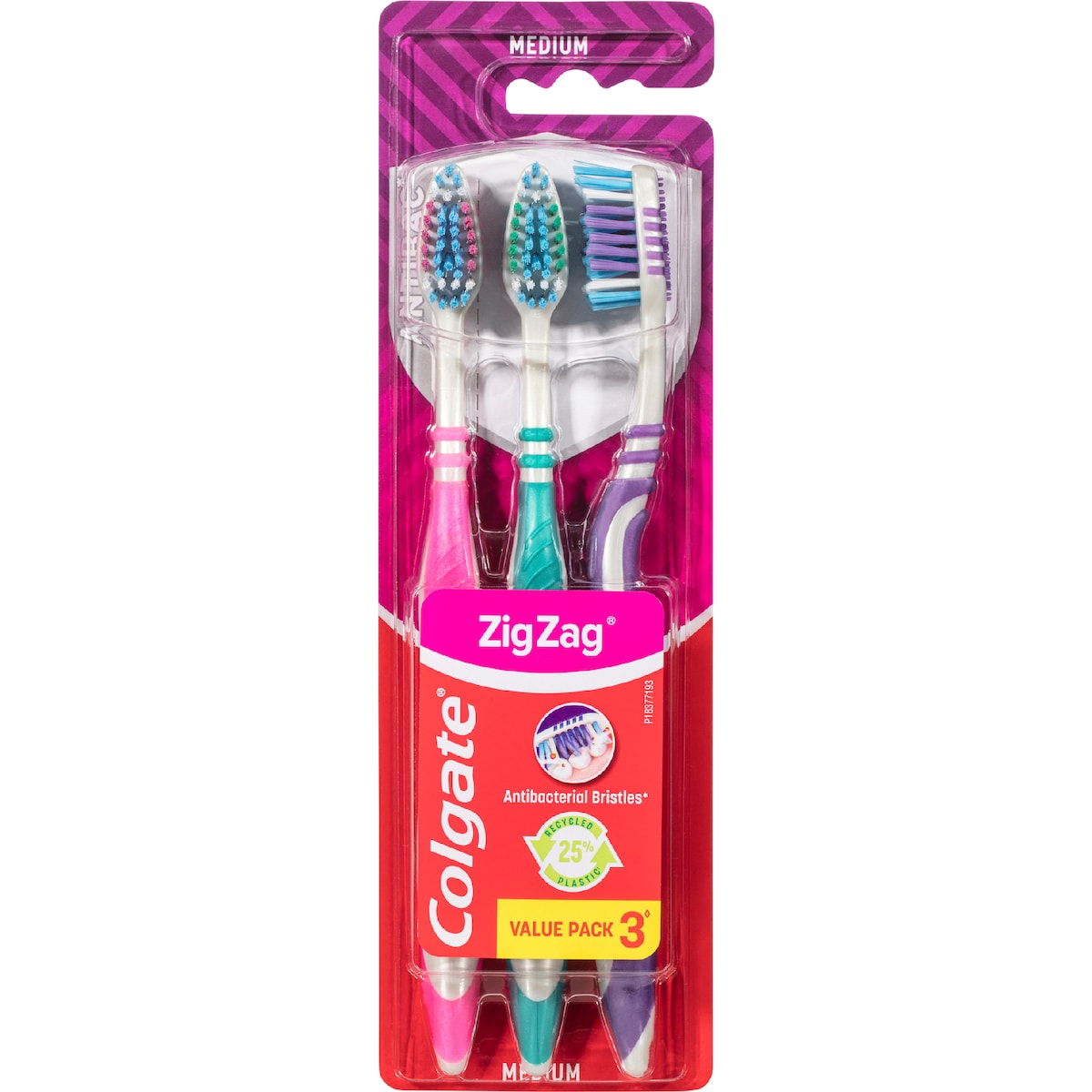 Colgate Toothbrush Zig Zag Medium Daily Clean Value 3 Pack