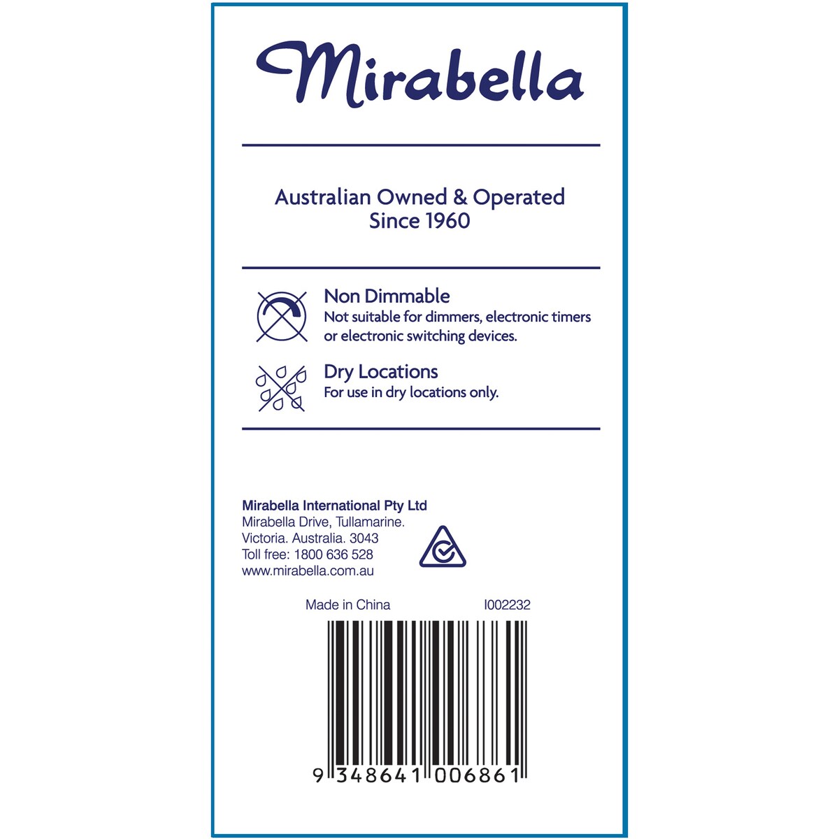 Mirabella LED GLS Filament Bayonet Cap 8W 1000lm Warm White Globe each