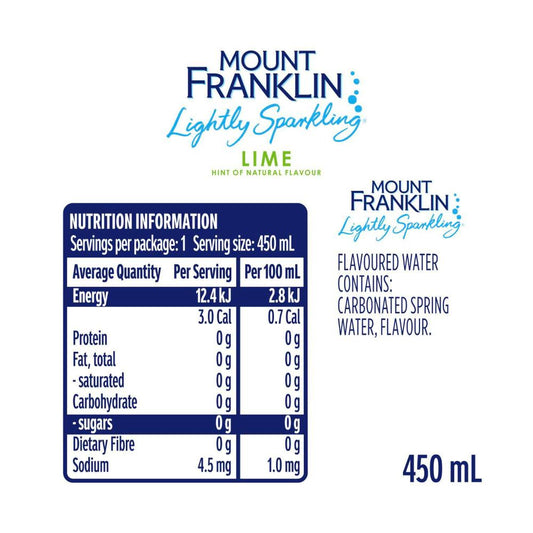 Mount Franklin Lightly Sparkling Water Lime - 450mL