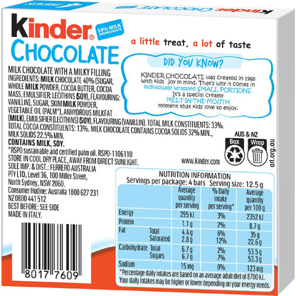 Kinder Chocolate Little Ones 50g X 4 Pack