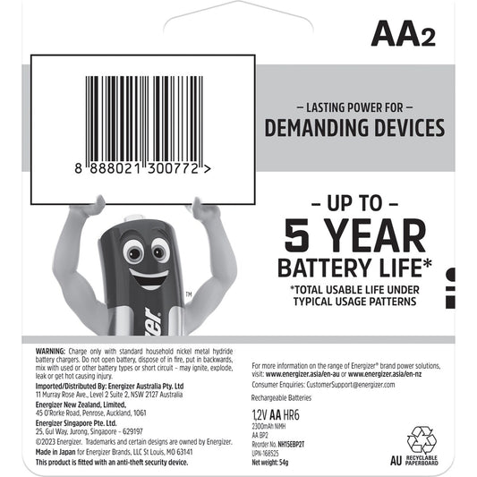 Energizer Recharge Extreme Rechargeable Aa Batteries 2 Pack