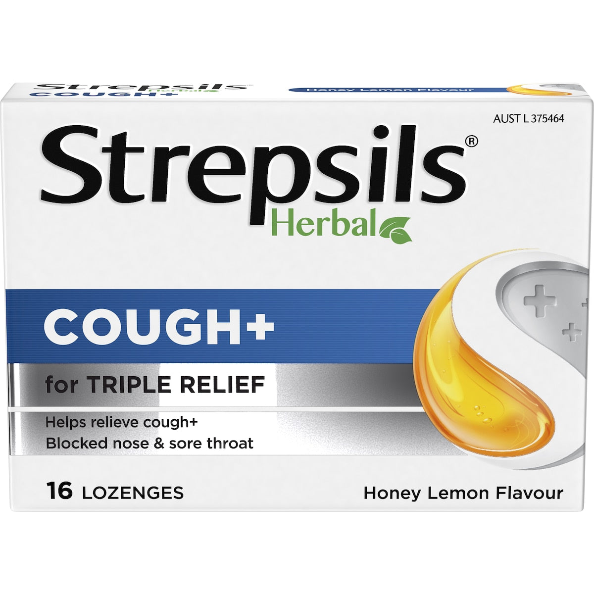 Strepsils Herbal Cough Blocked Nose Sore Throat Lozenges Honey Lemon 16 Pack