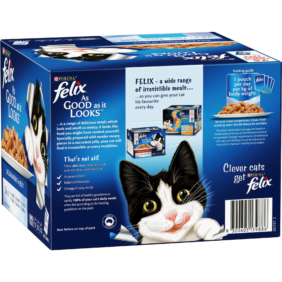 Felix Ocean Menus In Jelly Cat Food Tuna Salmon & Sardine 85g X 24 Pack