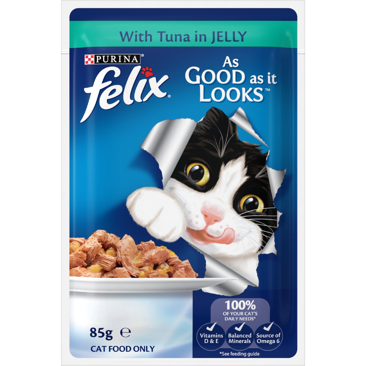 Felix Ocean Menus In Jelly Cat Food Tuna Salmon & Sardine 85g X 24 Pack