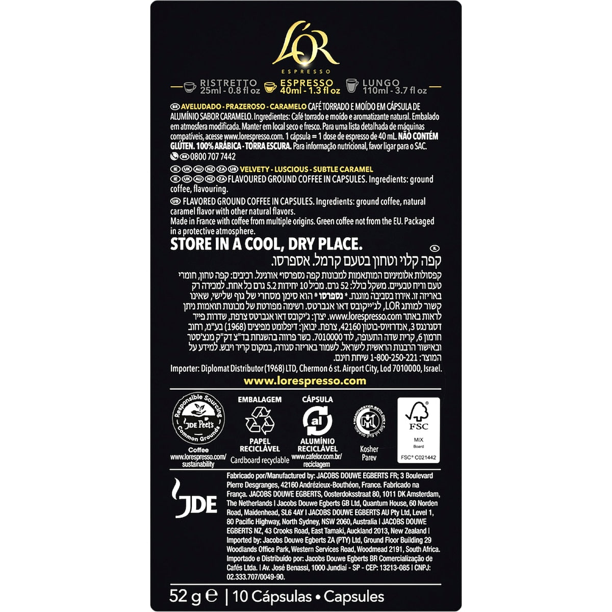 Lor Espresso Caramel Coffee Pods Nespresso Compatible 10 Pack