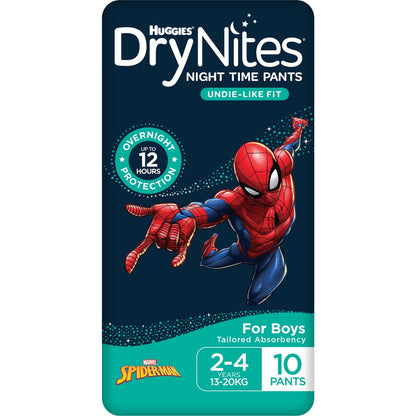 Huggies Drynites Night Time Pants For Boys 2-4 Years (13-20kg) 10 Pack