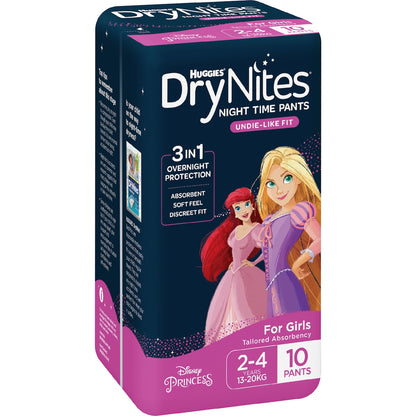 Huggies Drynites Night Pants Girl 2-4 Years (13-20kg) 10 Pack