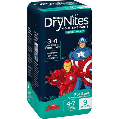 Huggies Drynites Night Pants Boy 4-7 Years (17-30kg) 9 Pack