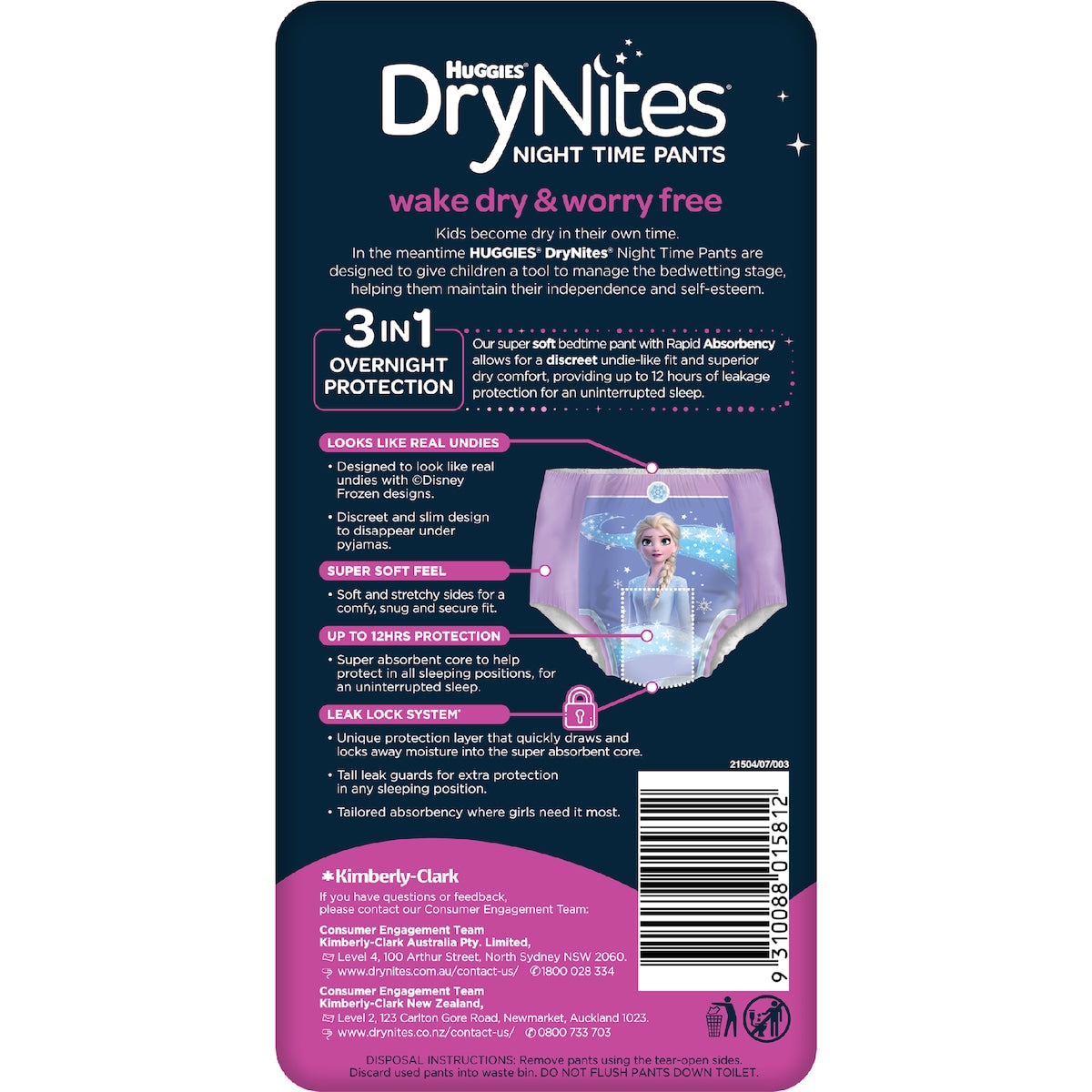 Huggies Drynites Night Pants Girl 4-7 Years (17-30kg) 9 Pack