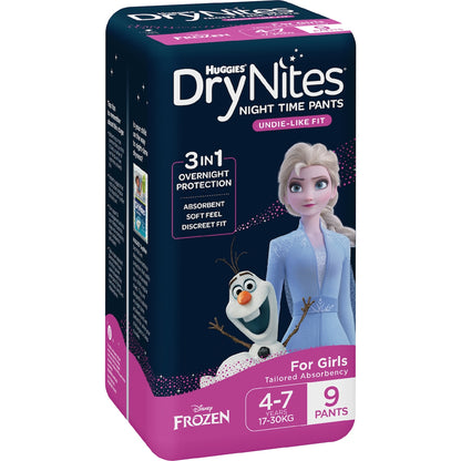 Huggies Drynites Night Pants Girl 4-7 Years (17-30kg) 9 Pack