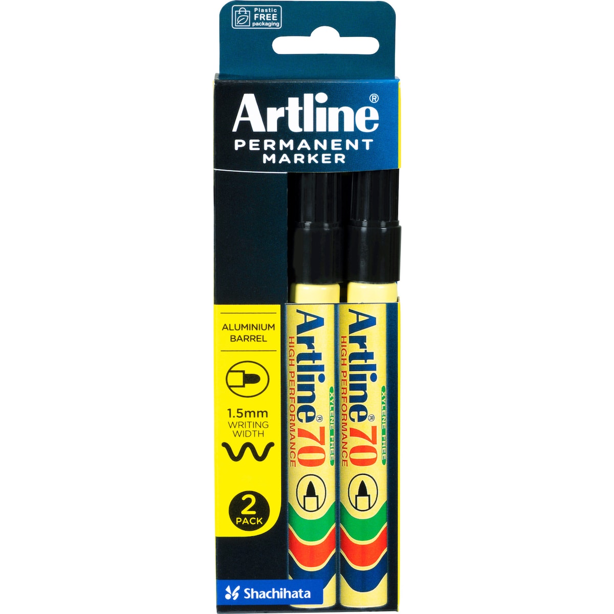Artline Permanent Marker Black 70mm 2 Pack