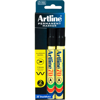 Artline Permanent Marker Black 70mm 2 Pack